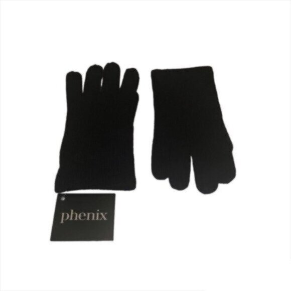 NWT PHENIX Black Cashmere Knit Hat & Gloves Set